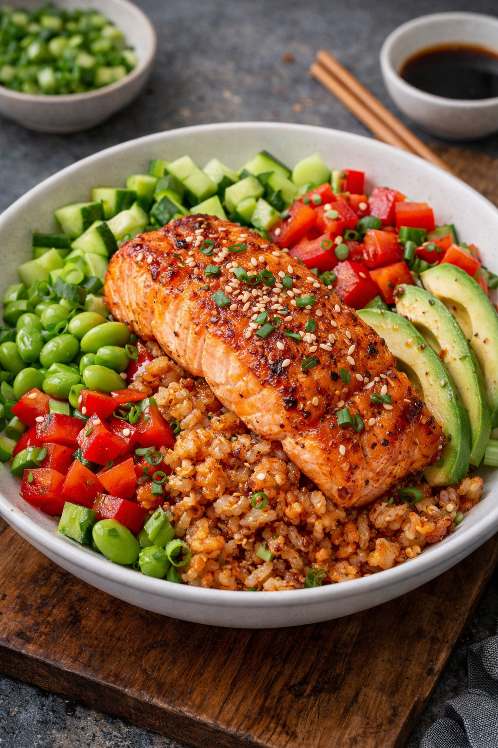 Zalm Crispy Rice Salade
